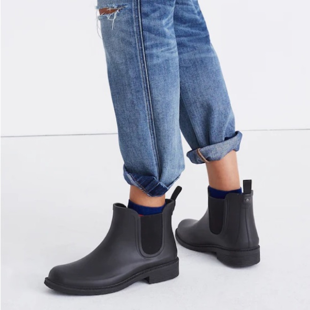 Madewell Chelsea Rubber Black Rain Boot Size 8
